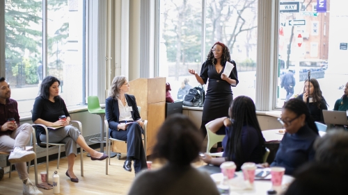 Council Member Nantasha Williams speaks to a group of experts gathered in Pless Hall.