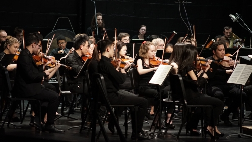 Large orchestra playing