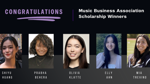 Music Business student winners of Music Biz association award