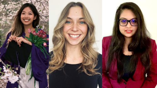 Sophia Lyu, Lizzie Docel, and Salwa Hoque headshots