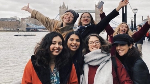 Group of students in front of London Bridge