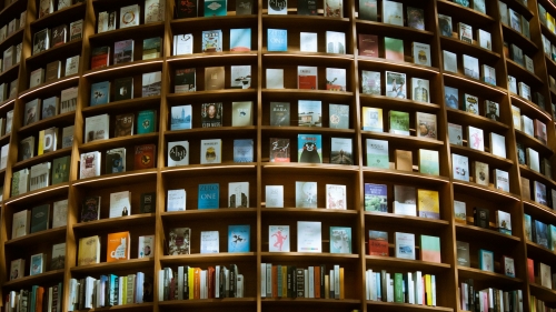 Huge circular wall of books