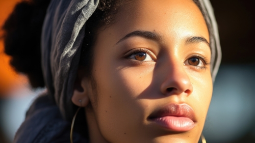 Image captures a student outside of the classroom. This young woman has a stern look on her face. This young woman senses consternamationqqqqqq