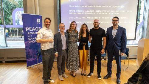 Photo with panelists from the NYU PREP AI Across Sectors panel.