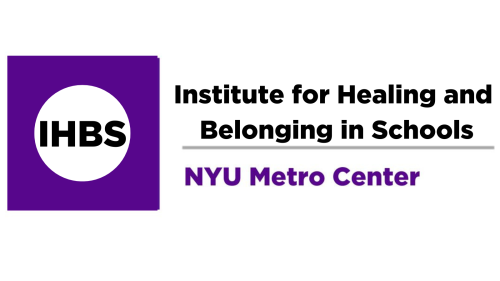 Image captures the logo for the Institute for Healing and Belonging in Schools ar NYU Metro Center.