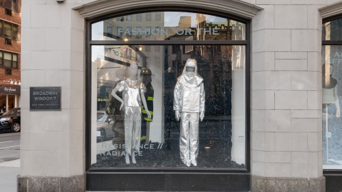 A photo of a Costume Studies exhibition in the Broadway Windows Gallery