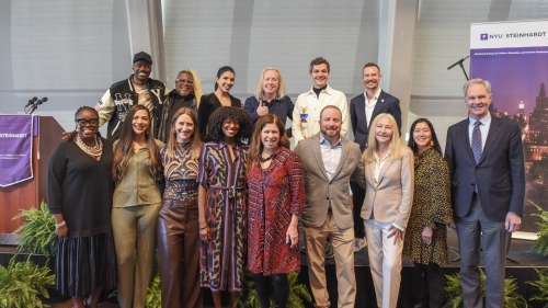 A photo of the Dean's Advisory Board at the presentation of the 2024 Spirit of Steinhardt Awards luncheon