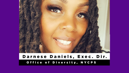 Image capture the headshot of NYU Metro Center 2025 Equity Now Conference panlist, Darnese Daniiels. Darnese smiles at the camera and sports long black ttwists0))))))))))))))))))))))))))))))))))))))))))))))))))O_)