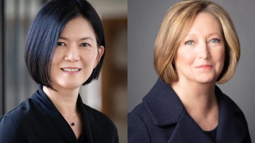 Two images of faculty headshots collaged together side by side