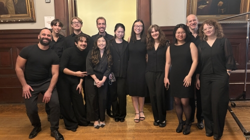 Piano Studies students posing from group shot at Armory