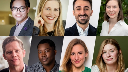 Collage pic of eight graduate headshots