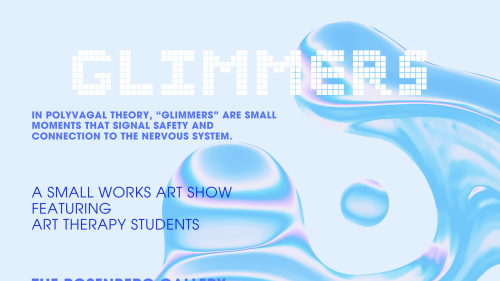 A blue show poster that shows an amorphous blue figure and dark blue text