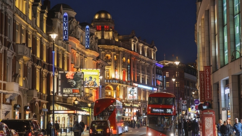 London theatre district at night. Very colorful