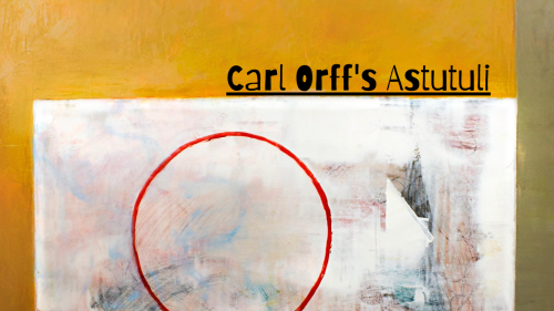 Abstract painting in yellow and white with a red circle