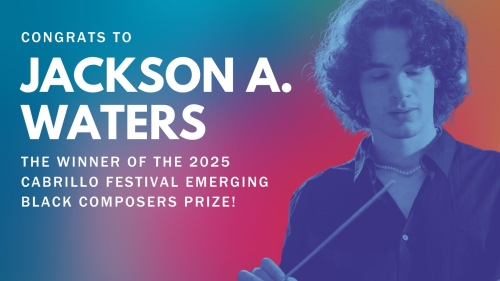 Blurry image in blues and red of student composer Jackson A Waters