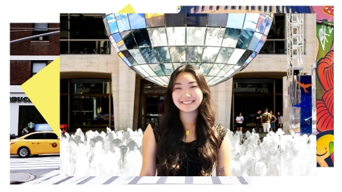 collage of student with nyc images