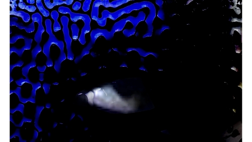 Blue and black abstract textured artwork