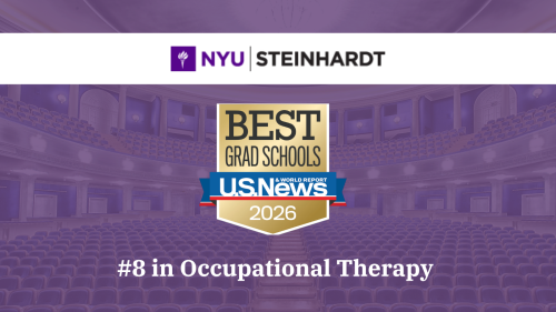 nyu style flyer that reads "NYU Steinhardt #8 in Occupational Therapy"