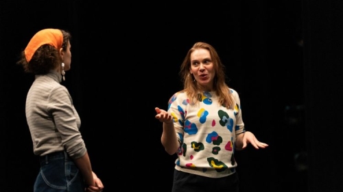 Jane Guyer Fujita gives feedback to PhD student performer Natalie May of Steinhardt.