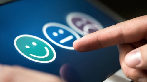 screen with three emotion indicators. 