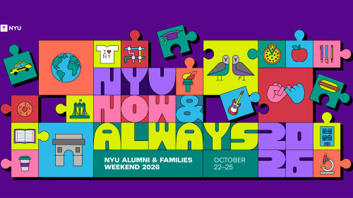 AFW 2026 graphic that reads "NYU Now & Always" among a puzzle piece graphic