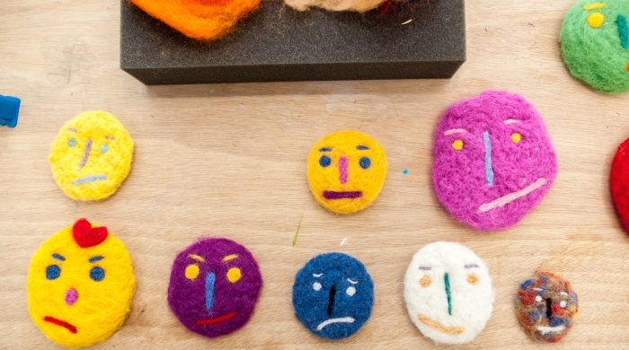 Faces made of fabric. 