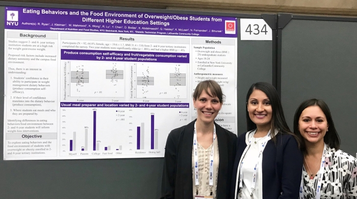 Nutrition PhD candidates Rachel Ryan and Miriam Mahmood with Assistant Professor of Clinical Nutrition Jessica Bihuniak.
