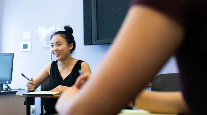 student at desk