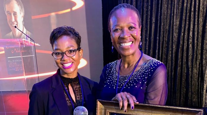 Teboho Moja (right) holds the Lifetime Achiever Award.