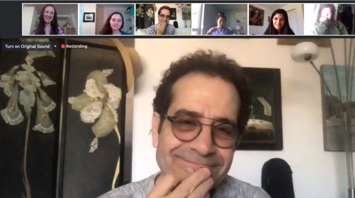 Tony Shalhoub in a zoom class