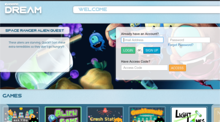 Screenshot of DREAM Website