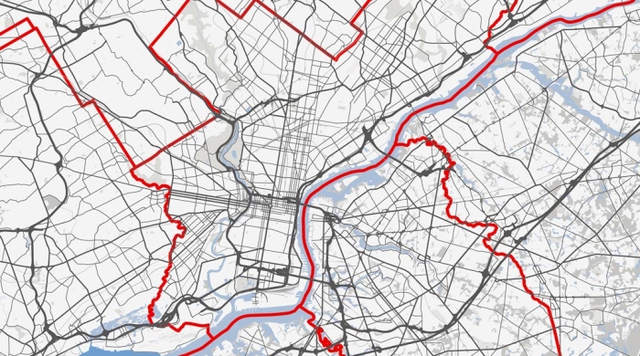 Map with electoral districts carved out