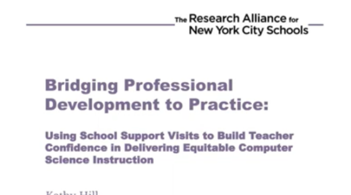 Image says: "Bridging Professional Development to Practice: Using School Support Visits to Build Teacher Confidence in Delivering Equitable Computer Science Instruction