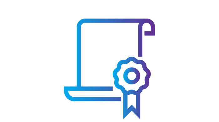 icon of a certificate with a ribbon