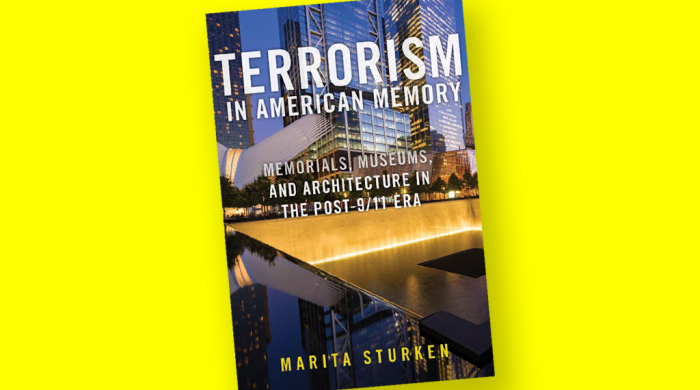Book cover of Terrorism in American Memory shown against a yellow backdrop