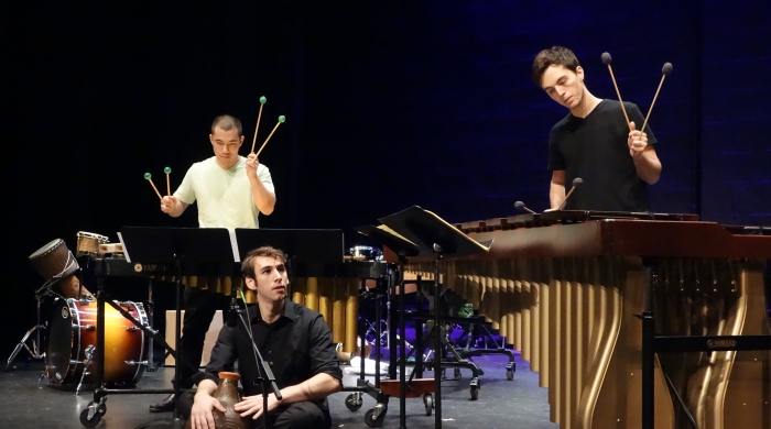 NYU percussion students performing