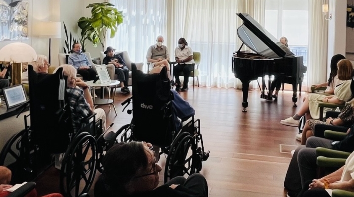residents in senior living community