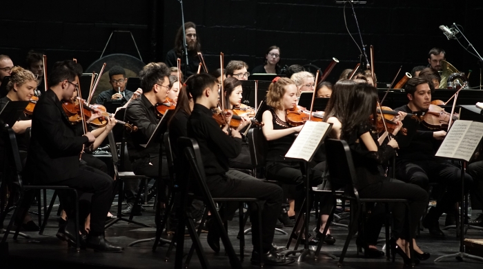 Large orchestra playing