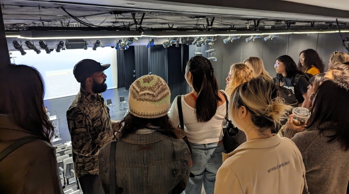 NYU students overlooking Alvin Ailey stage