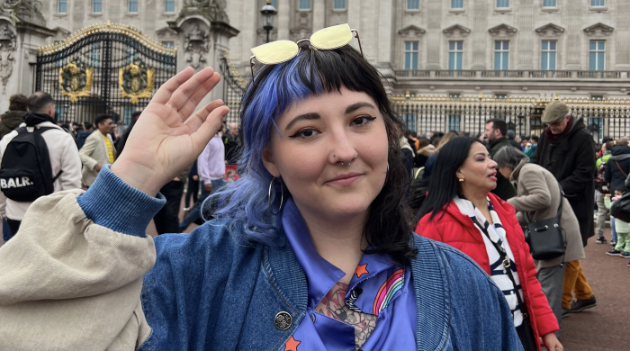 Aubrey Mann standing in front of the British Museum during PAA’s London Study Abroad course