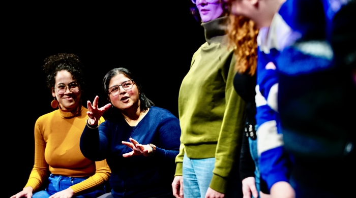 Drama Therapy professor working with her students