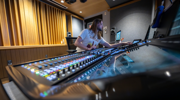 student mixing audio 