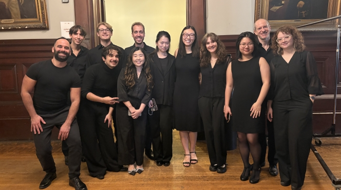 Piano Studies students posing from group shot at Armory