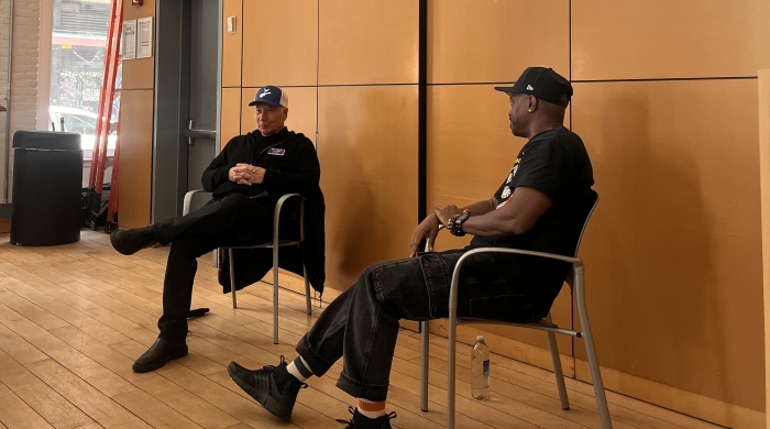 DJ X and Larry Miller speaking