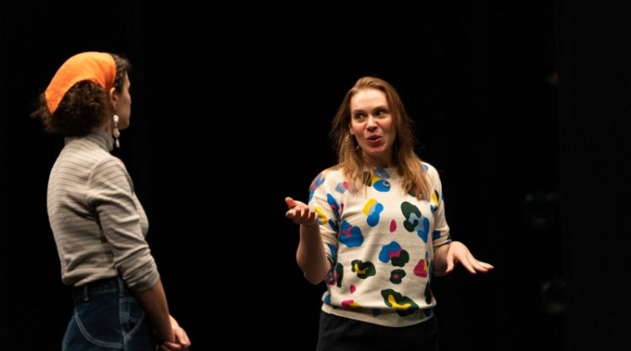 Jane Guyer Fujita gives feedback to PhD student performer Natalie May of Steinhardt.