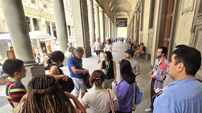 Students on tour outside in Florence