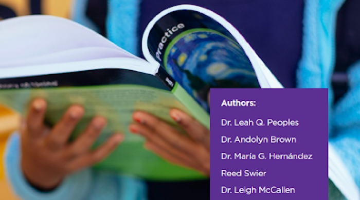 Report cover titled "Cultivating New Ground: Shifts Towards Culturally Responsive Curriculum" by NYU Steinhardt, showing a student holding an open textbook.