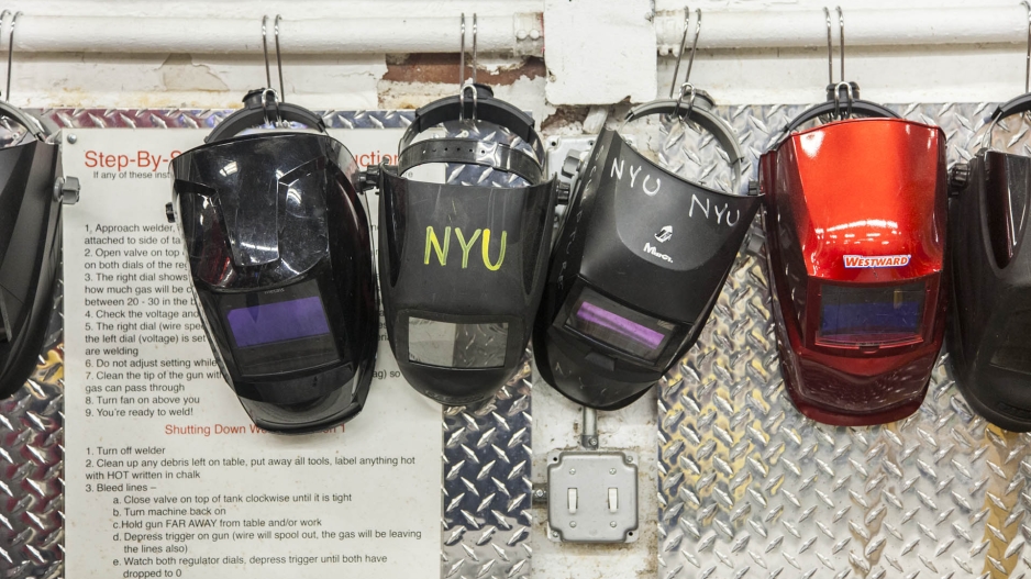 Protective face masks in shop. 