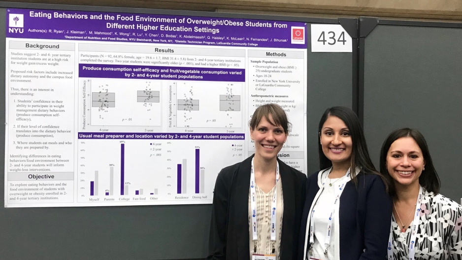 Nutrition PhD candidates Rachel Ryan and Miriam Mahmood with Assistant Professor of Clinical Nutrition Jessica Bihuniak.