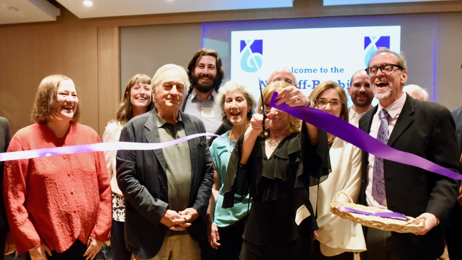 Pamela Morris, Interim Dean, NYU Steinhardt, Cuts Purple Ribbon at Nordoff-Robbins Anniversary Event
